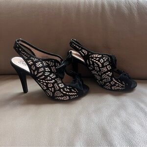 💋Anthropologie Seychelles Black suede bows Strap Heels